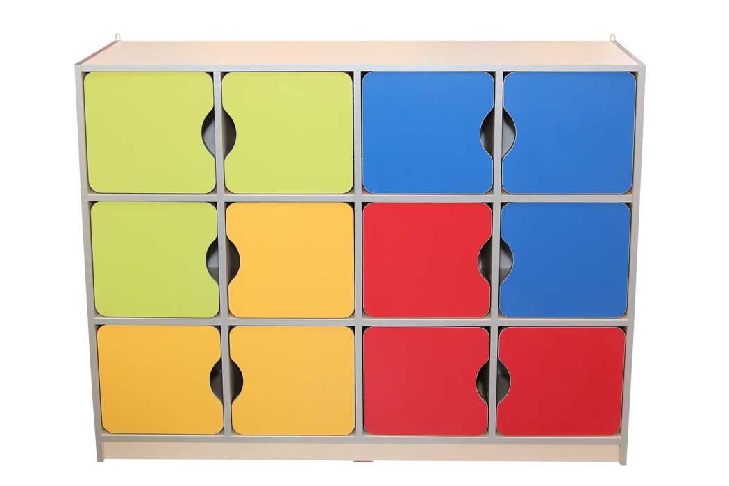 Закрита дитяча шафа "Мозаїка", на 12 секцій, для зберігання дитячих речей, АЛМАНТ, 1296х350х1040 мм.